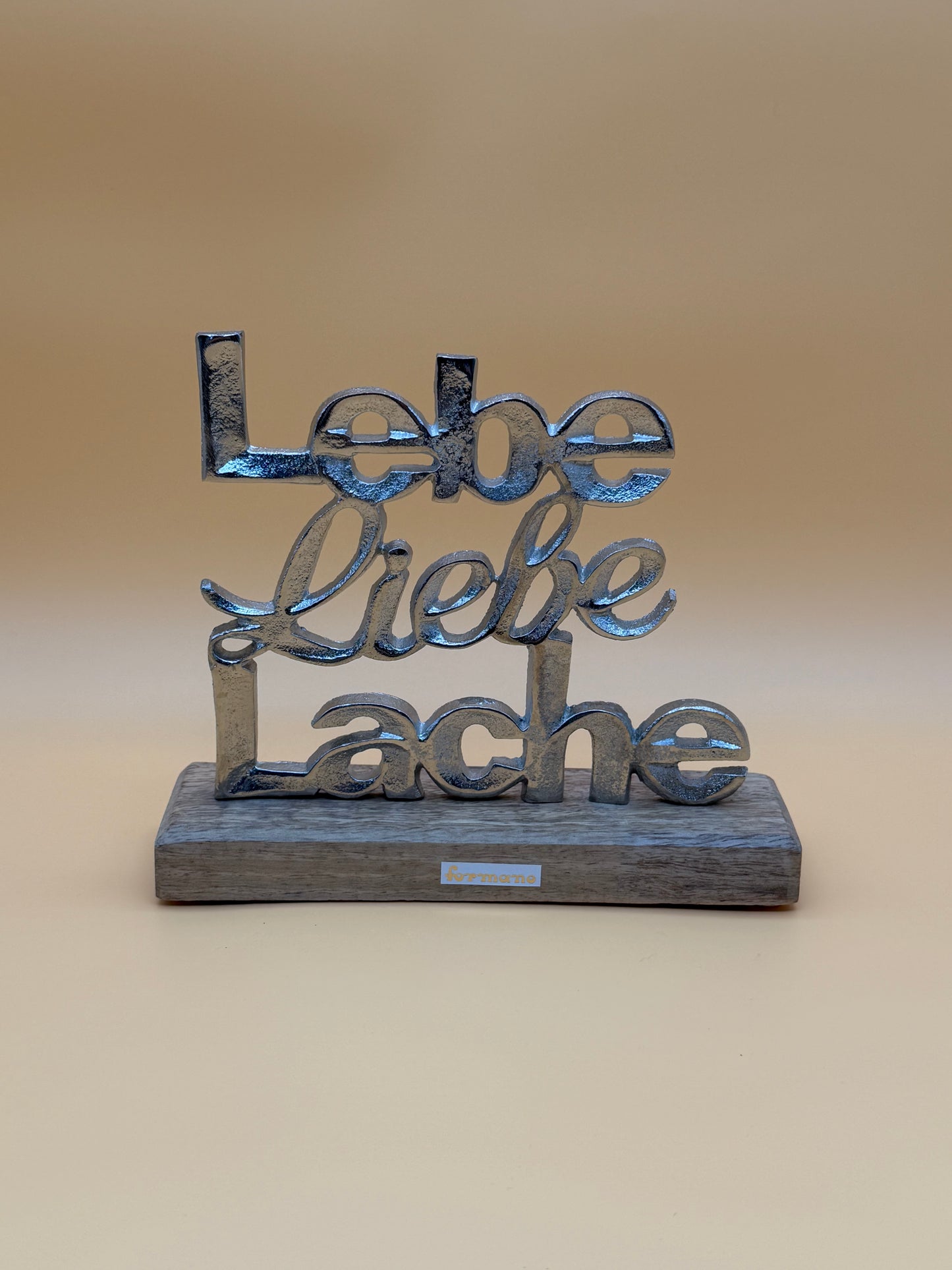 Aufsteller Mangoholz Lebe Liebe Lache (3-3)